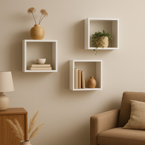 Kit 03 Nichos 30x30 Branco Sala Banheiro Decoração MDF - Imagem 3