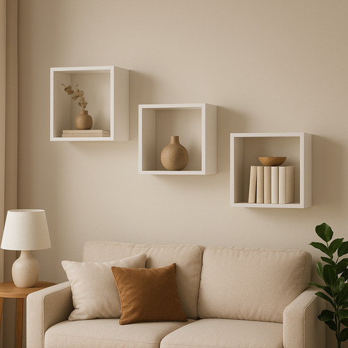 Kit 03 Nichos 30x30 Branco Sala Banheiro Decoração MDF - Imagem 2
